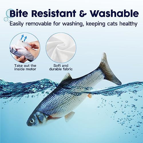 Potaroma Electric Flopping Fish 10.5", Moving Cat Kicker Fish Toy, Realistic Floppy Fish, Wiggle Fish Catnip Toys, Motion Kitten Toy, Plush Interactive Cat Toys, Fun Toy for Cat Exercise