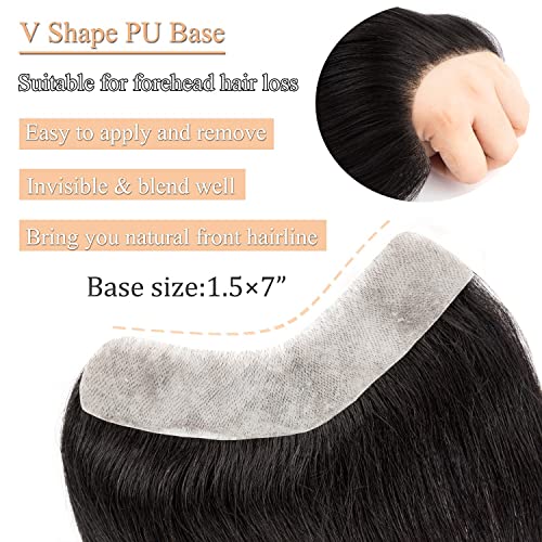 Foto von Originea 100% Echthaar Herren Toupet Echthaar, V-LOOP Skin Hairline Toupee für Männer,4x18cm Frontal Haarteil, Transparente PU Männer Haarlinie Topper (#1B)