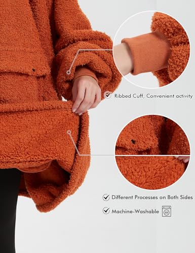 Image of KFUBUO Sherpa Wearable Blanket Hoodie Adult Oversized Sweatshirt Blanket Gifts for Women