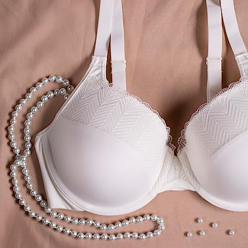 Bali Passion For Comfort Underwire Bra With Full-Coverage, Light Lift Back Smoothing Shapewear Bra For Everyday Wear, Pearl Lace, 42C #TOP4