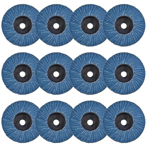 NIYATA 12 Mini-Flachscheiben, 75 mm, Körnung 120, Schleifscheiben zum Polieren, Entgraten, Finish, kompatibel mit Winkelschleifer, Bohrmaschine, Metall, Holz