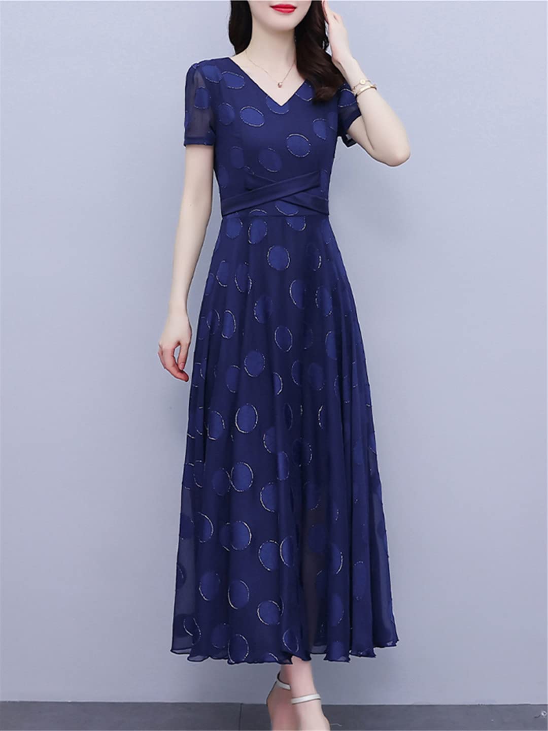 Suwequest Abito da sera lungo da donna, estivo, in chiffon, elegante, casual, per feste e balli di fine anno