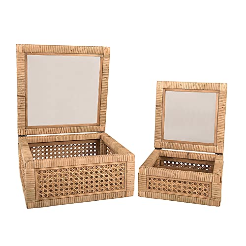 Creative Co-Op EC0588 Modern Decorative Square Woven Rattan And Wood Display Boxes thumb #6