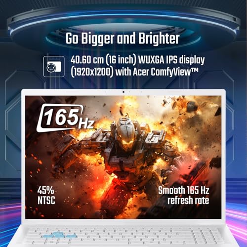 Image of acer Nitro Lite 16, 13th Gen, Intel Core i5-13420H Processor,NVIDIA GeForce RTX 3050-6 GB GDDR6, 16GB / 512 GB, 16.0 inch /40.64 cm, 165 Hz, Win 11 Home, White, 1.95 kg, NL16-71G, Backlit KB,Gaming Laptop