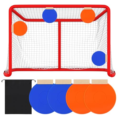 4+1Pcs Magnetic Hockey Targets-Withstand Powerful Shooting Silicone Goal Target Discs with Bag Ideal Training Equipment for Hockey Lacrosse Nets & Soccer Baseball Practice Accuracy