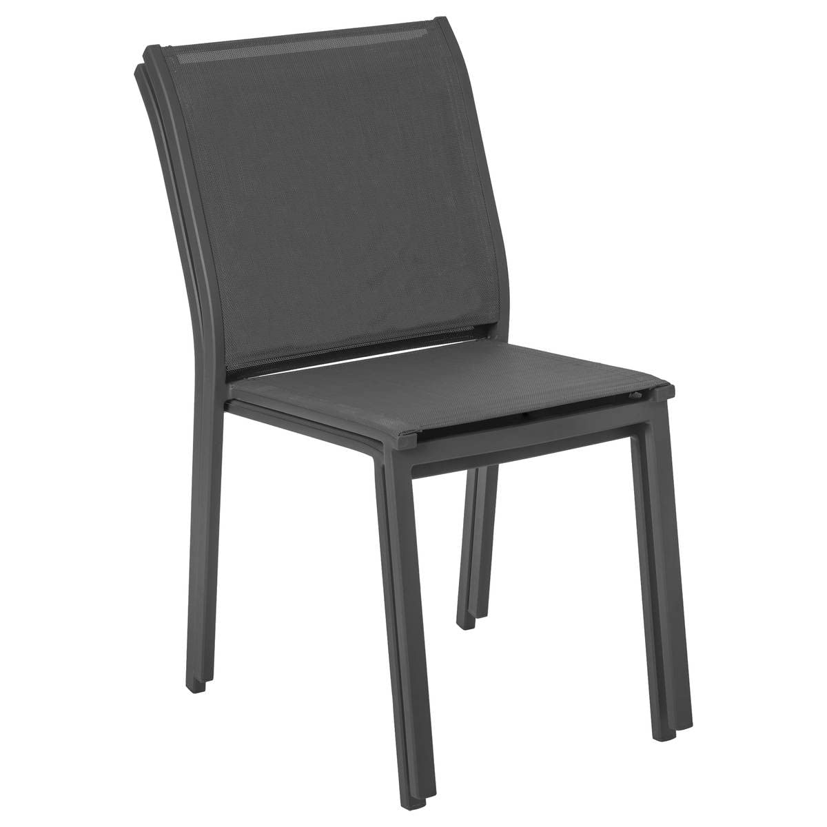 HESPERIDE Chaise de Jardin empilable Essentia Anthracite - Aluminium Traité Epoxy Texaline - Dim 46 x 61 x 88 cm - Meuble d'Extérieur Résistant aux UVF