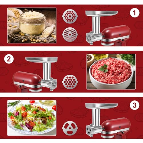 7 Pieces Meat Grinder Blades Plate Discs Stainless Steel Food Knife Cutter Meat Grinder Replacement Parts for KITOART Meat Grinder Attachment - Thumbnail 4
