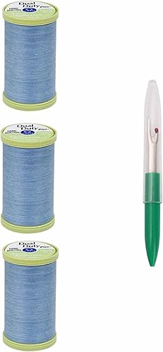 Coats & Clark - Hilo de coser de doble resistencia y acolchado a mano, 325 yardas (paquete de 3 unidades), color amarillo con 1 destripador de