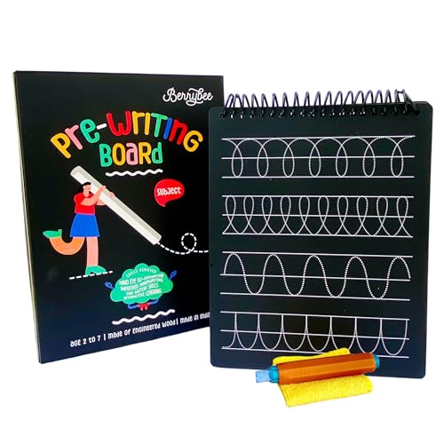 Image of Berrybee 8-in-1 Double-Sided Montessori Pre-Writing Board for Kids | Reusable Pattern Tracing Board with Lines & Curves | Fine Motor & Handwriting Practice | Ages 2-6