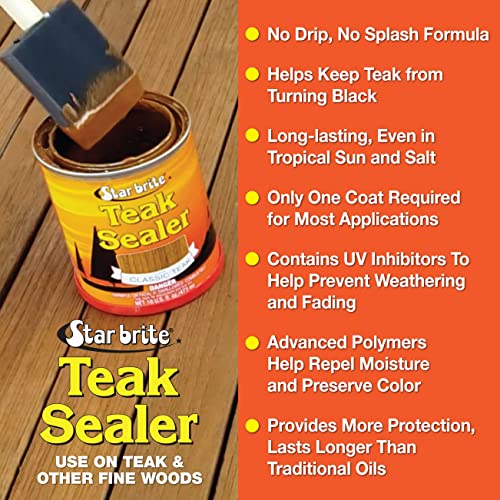 image for STAR BRITE Teak Sealer - No Drip, No Splash Formula - One-Coat, Durabl