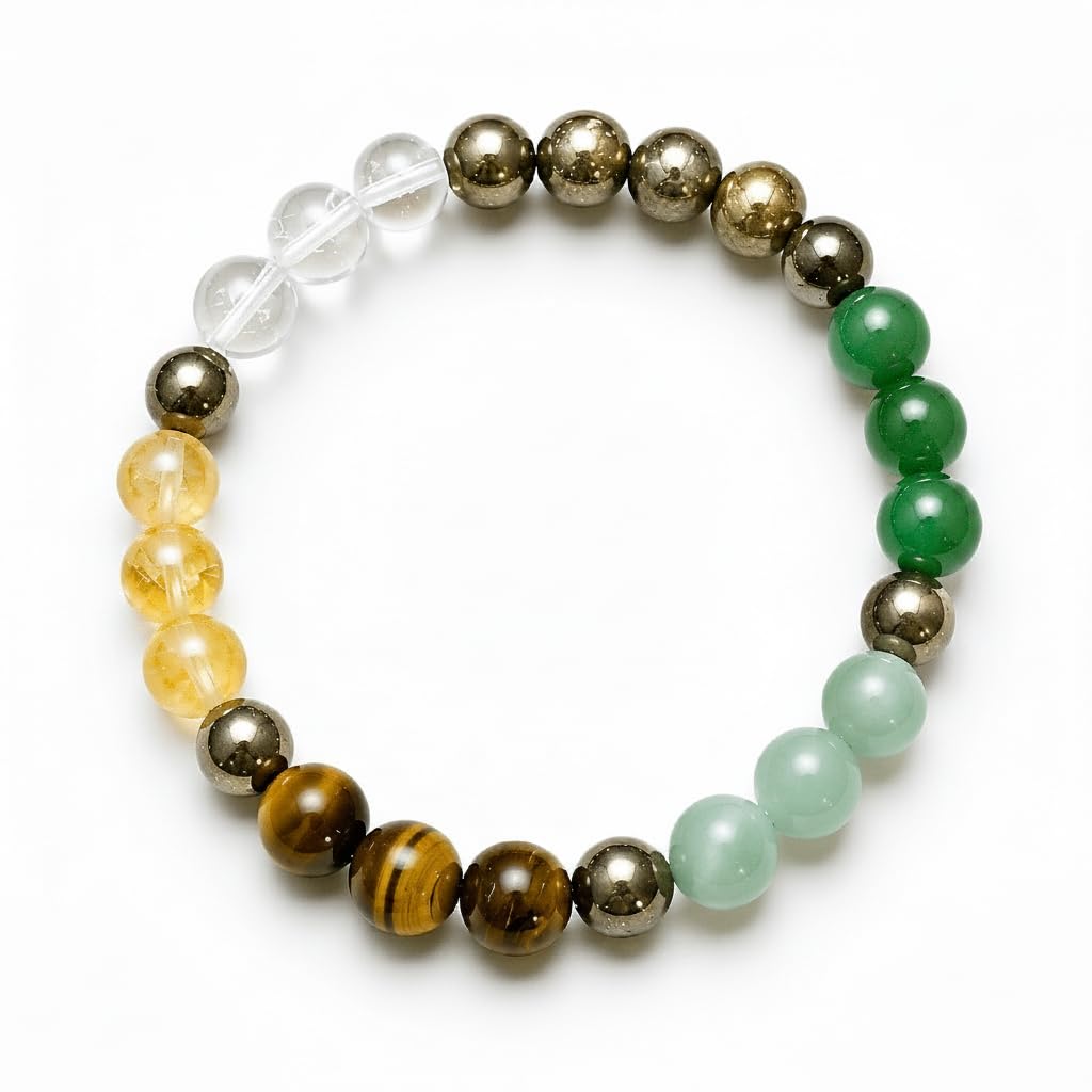 Manifest Wealth & Success Dhan Vidhi Bracelet | Pyrite, Citrine, Tiger Eye & Green Jade Crystal Bracelet for Prosperity, Abundance & Financial Growth-image-11