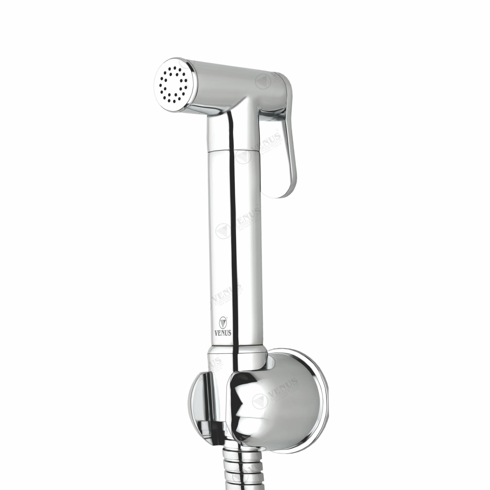 VENUS® Brass Shattaf Set, MADE IN INDIA, Hand Held Bidet Sprayer Kit, Health Faucet Kit, Preimuim Quality, Complete Brass Body Chrome Plated, Easy Installation (Round BHF02)
