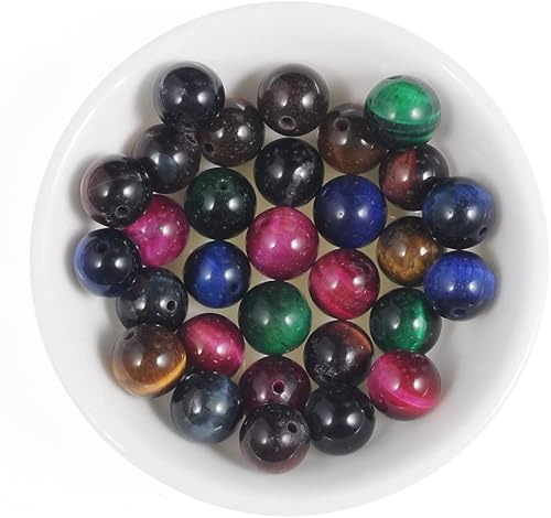 Miniatura 4 de Cuentas de ojo de tigre de colores para la fabricación de joyas 0.236 in Cuentas redondas de piedra para pulseras piedra de jaspe natural 60pcsStrand