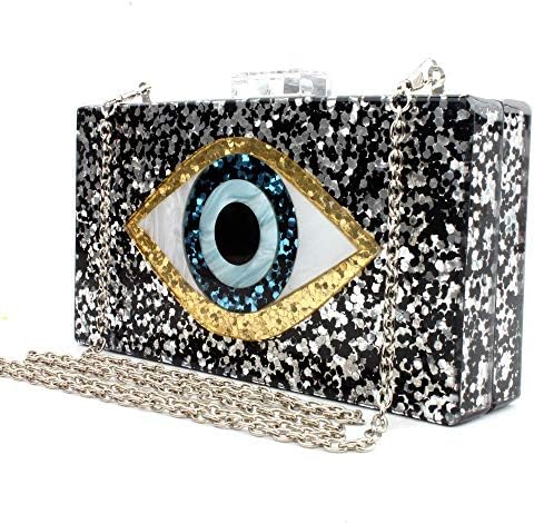AngelaLove Silver Acrylic Clutch Bags Glitter Purse Perspex Bag Evening Handbags for Women