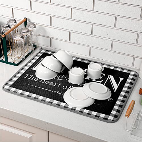 Sinmoe 18 X 24 Inches Buffalo Plaid Dish Drying Mat Elegant Dishes Pad Kitchen Mat Absorbent Reversible Dish Drainer Rack Mats Absorbent Kitchen Is The Heart Of The Home Dish Rack Pad  thumb #5