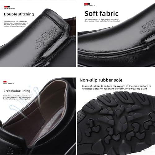 Mens Casual Leather Slip On Loafers Comfort Outdoor Platform Business Office Dress Sneakers Lightweight Driving Non-Slip Work Walking Shoes4