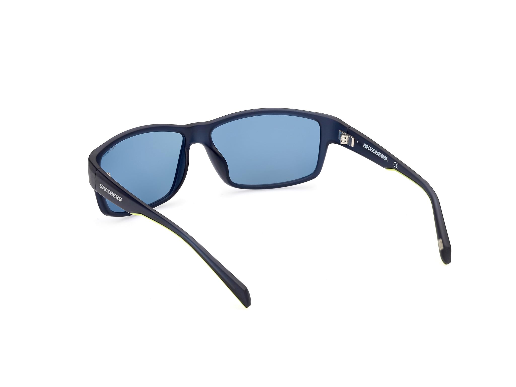 Skechers SE6159 Gafas de Sol para Hombre, Gafas de Sol Ligeras y Casual, Lentes Rectangulares, Lentes Ahumadas Polarizadas, Azul Opaco