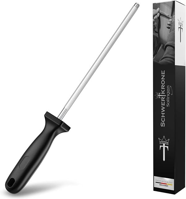 Stal do ostrzenia firmy Solingen, 34 cm, stal do ostrzenia noży Wetzstab, stal nierdzewna chromowo-wanadowa, ostrzałka do noży, czarna