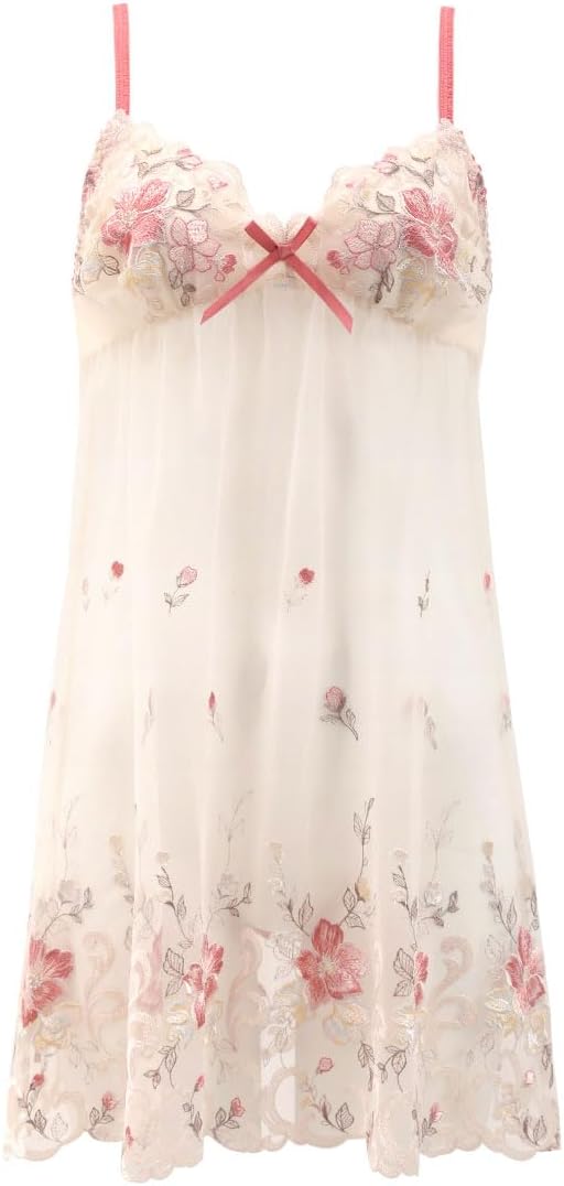 定価6万☆フランス製Sybaris☆シフォン赤レースシバリススリップ