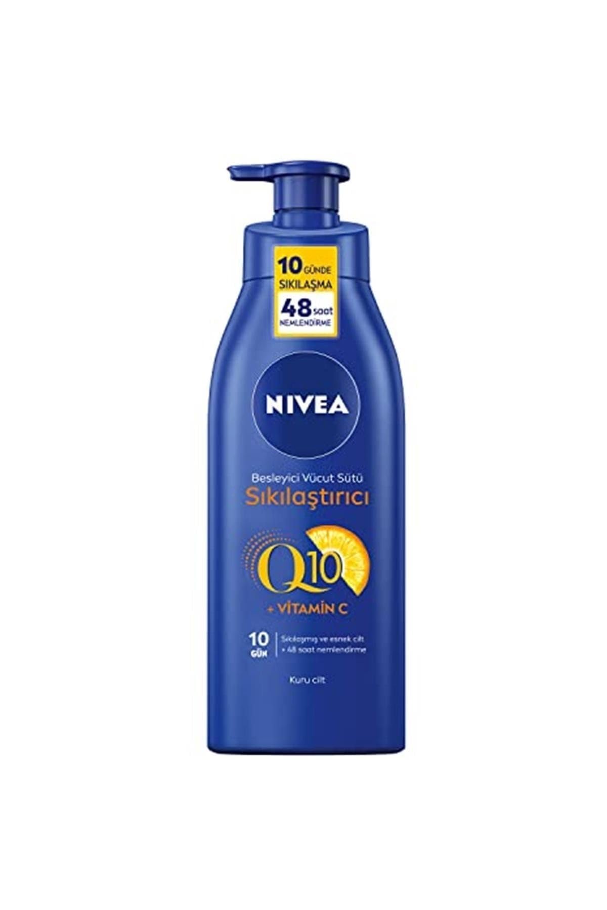 NIVEA Sıkılaştırıcı Vücut Sütü Q10 + C Vitamini (400 Ml), 48 Saat Vücut Nemlendirme, 10 Günde Sıkıl