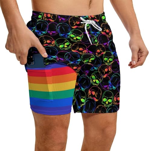 Men Swim Trunk with Compression Liner 5 Inch Inseam Swimwear Bathing Suit Quick Dry 2 in 1 Board Short2