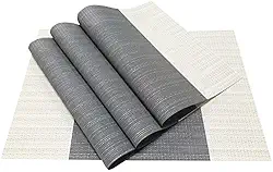 Zupro Jogo americano conjunto de 4 para mesa de jantar de cozinha, tapetes de mesa trançados laváveis resistentes ao calor, tapetes de vinil de PVC tecido antiderrapante para uso diário ou jantares de