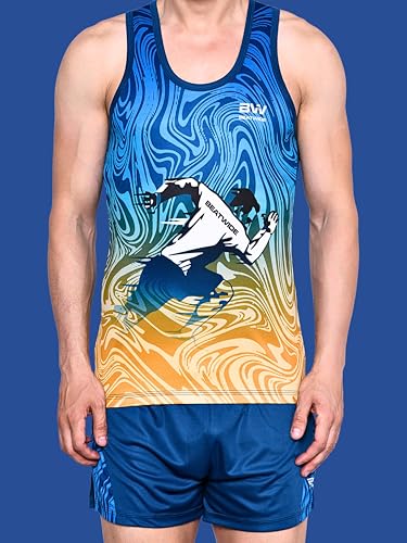 Image of Men's 100% Polyester Sublimation Printed Athletic Running Vest | Lightweight Sports Costume for Gym, Jogging & Training