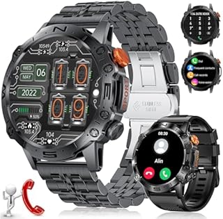 LIGE Smartwatch Herren mit Telefonfunktion mit 1,43 Zoll AMOLED Always-on Display IP68 Wasserdicht Sprachassistent Android iOS Kompatibel Fitness Tracker Herzfrequenz Messgerät Smartwatch Herren