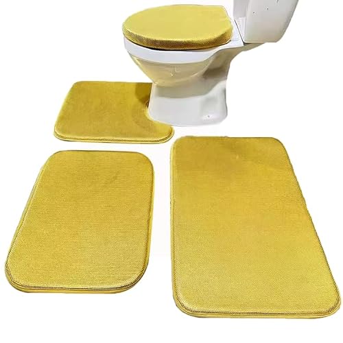 Madeals Memory Foam Bathroom Mat Set 4 Piece with Toilet