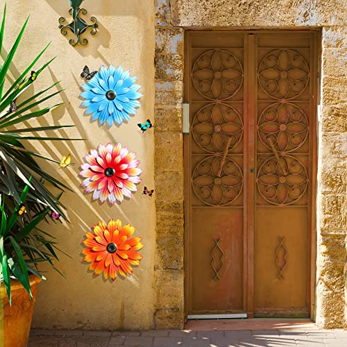 Métal 3D à suspendre set de 3 fleurs multicouches robustes de 20,3 cm - 8