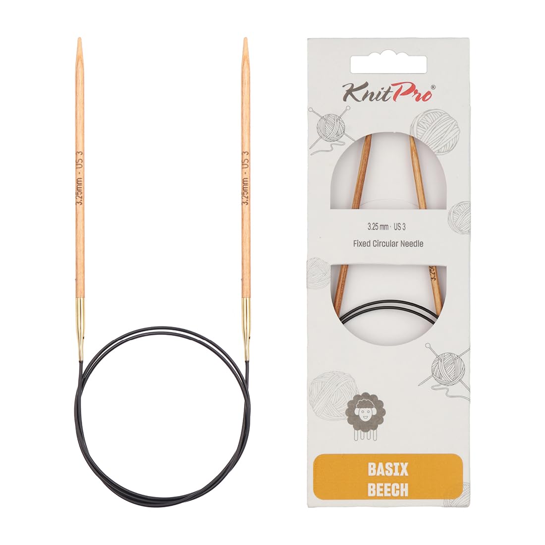 KnitPro Basix Beech Fixed Circular Needles 47" (120cm) | 3.25mm