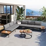 Praxatek 6-Piece Outdoor Sectional Sofa Set with Nesting Coffee Tables