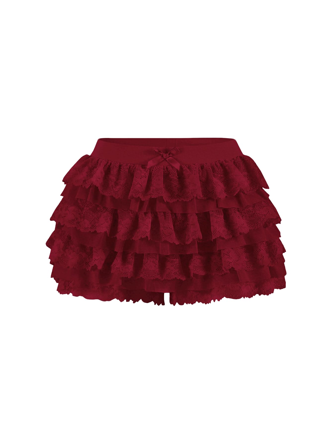 Women Y2K Lace Multi-Layered Bloomers Lolita Ruffle Shorts Cute Mini Skirt
