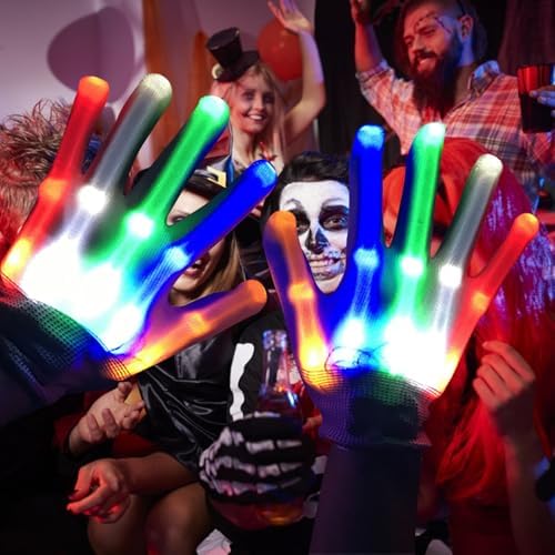 Gants LED Lumineux Pour Enfants - Pailletés, 6 Modes Néon, Idéal Pour Carnaval, Halloween Et Fêtes