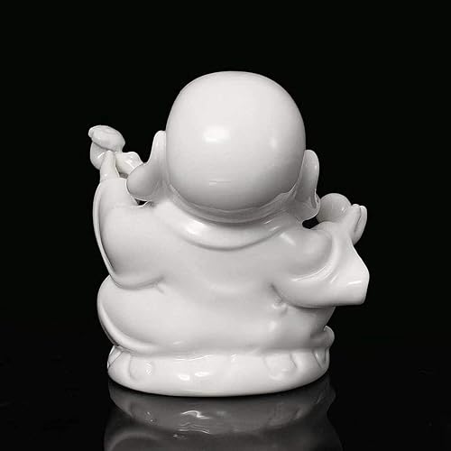 Miniatura 8 de FIYOEO Estatuas de Buda riendo Esculturas de porcelana blanca Budismo AfortunadoFelizRiquezaPaz Signo Decoración para el hogar
