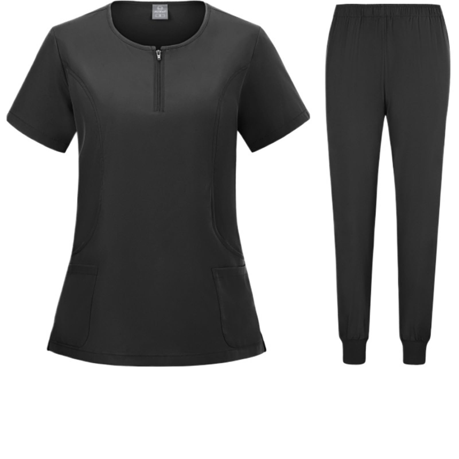 AHUFGN Nurse Scrubs Women Medical Uniform Elastic Scrub Set Hospital Surgical Scrubs Tops Pants Nurse Nursing Workwear Doctors Clothes(Color 8,XL)