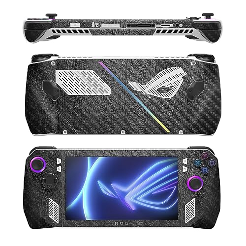 Image of MightySkins Carbon Fiber Skin Compatible with Asus ROG Ally - Black Leather | Protective, Durable Textured Carbon Fiber Finish | Easy to Apply