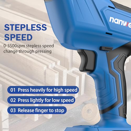 NANWEI Reciprocating Saw 20V, Brushless Motor,Cordless Reciprocating Saw with 2PCS Batteries & Charger, 0-3500 SPM Variable Speed Electric Saw, with 6PCS Saw Blades for Wood Metal PVC Cutting 5 NANWEI Reciprocating Saw 20V, Brushless Motor,Cordless Reciprocating Saw with 2PCS Batteries & Charger, 0-3500 SPM Variable Speed Electric Saw, with 6PCS Saw Blades for Wood Metal PVC Cutting - Image 5