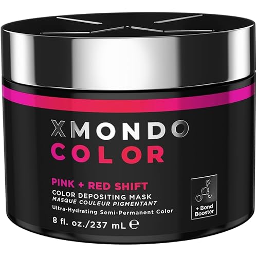 XMONDO Color Pink + Red Shade Shift Color Depositing Mask Infused with Bond Boosters & Hyaluronic Acid to Nourish, Revitalize & Repair, Vegan Formula, 8 Fl Oz 1-Pack