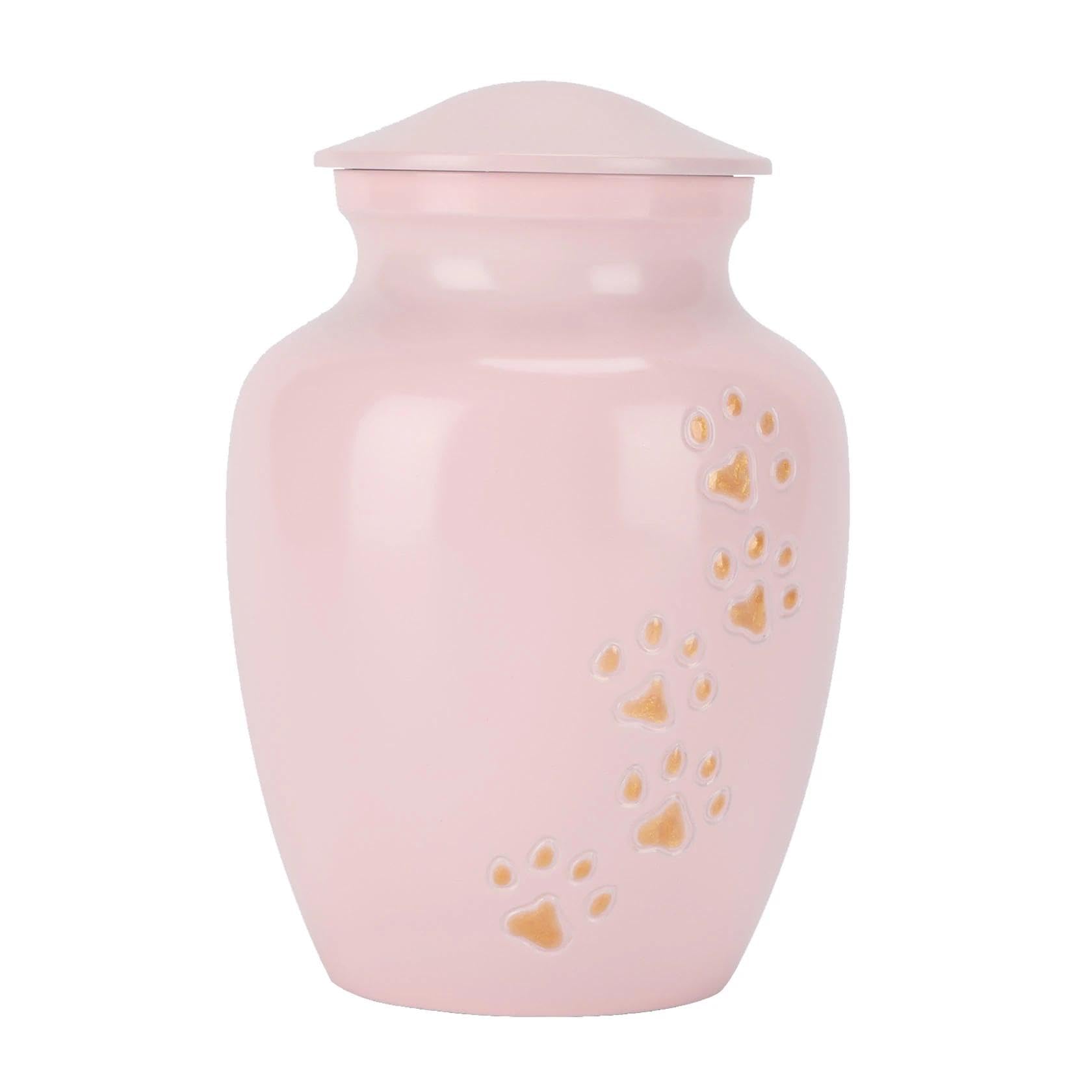 YYUINU Dog Cat Keepsake Urns for Ashes, Paws Engraved Pet Urn(Pink)