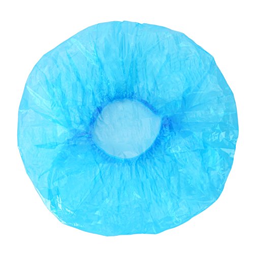 eBoot Disposable Shower Caps Plastic Bath Caps for Spa, Home Use, Hotel and Hair Salon, 50 Pieces Individually Wrapped (Blue)