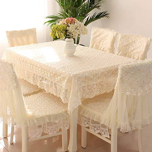 Nappe dentelle blanche rectangulaire 6-8 couverts style floral