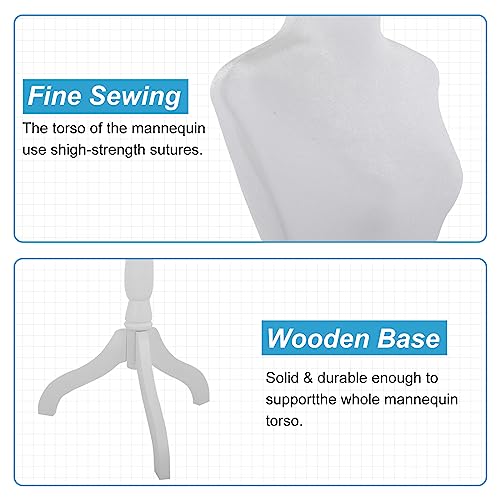 BLKMTY Female Mannequin Torso Dress Form Sewing Mannequin Manikin Body Height Adjustable Clothing Dress Model w/ Tripod Base Stand for Sewing Dressmakers Dress Jewelry Display 49-63 Inch, White