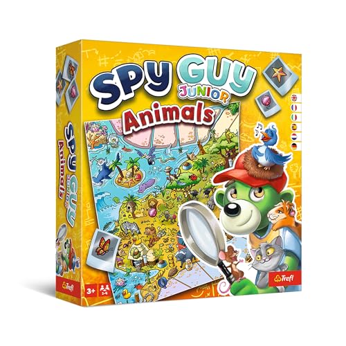 Trefl - Spy Guy Junior Animals - Juego cooperativo de Detectives para pequeños Jugadores, Juego de Mesa, Busca Pruebas y Captura al Delincuente, Tablero Enorme, para niños a Partir de 3 años