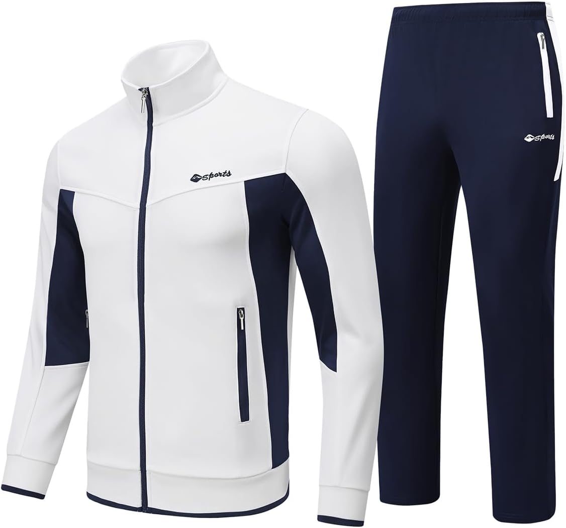 BASUDAM Men's Tracksuits Sweatsuits Set Sweat Track Suits for Men 2 Piece Warm Up Full Zip Athletic Casual Sports Activewear