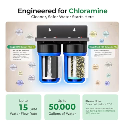 Image of iSpring WGB21B-KSNC Whole House Water Filter System, SGS-Tested to Remove up to 94.4% of Chloramine, 5-Layer Filtration Reduces Heavy Metals, Lead, Chlorine, Sediment, VOC, 10 inch x 4.5 inch Filters