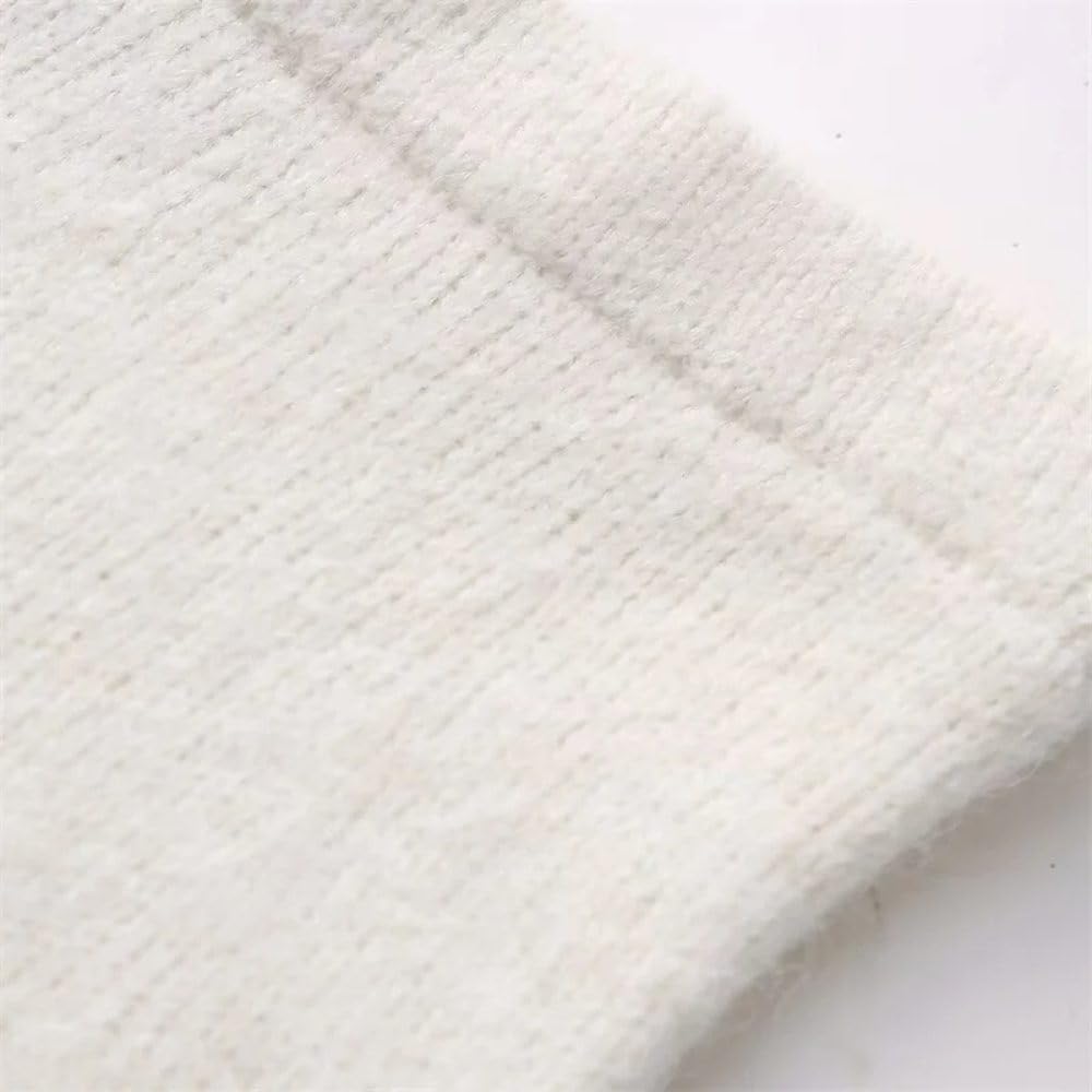 SWEPER Falda Corta De Mujer - Falda De Punto con Decoración De Perlas Artificiales para Mujer, Elegante, Cintura Elástica, Minifalda De Corte A, Invierno
