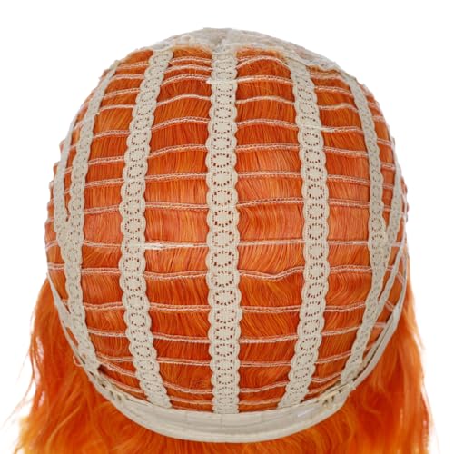 Image of Kids Orange Wigs Girls Orange Bob Wig Middle Part Bob Wig for Child Synthetic Wigs for Daily Halloween Party Use