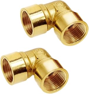 Joywayus 90-Degree Female Elbow Pipe Fitting Forged Brass 90 Degree Right Angle 3/4" Female x 3/4" Female (Pack of 2)
