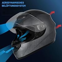 Favoto Motorradhelm Integralhelme für Erwachsene Vollvisierhelm Mopedhelm für Herren Damen Atmungsaktiv ECE Zertifiziert M (57-58cm) Kohlefaser – Ansicht 2